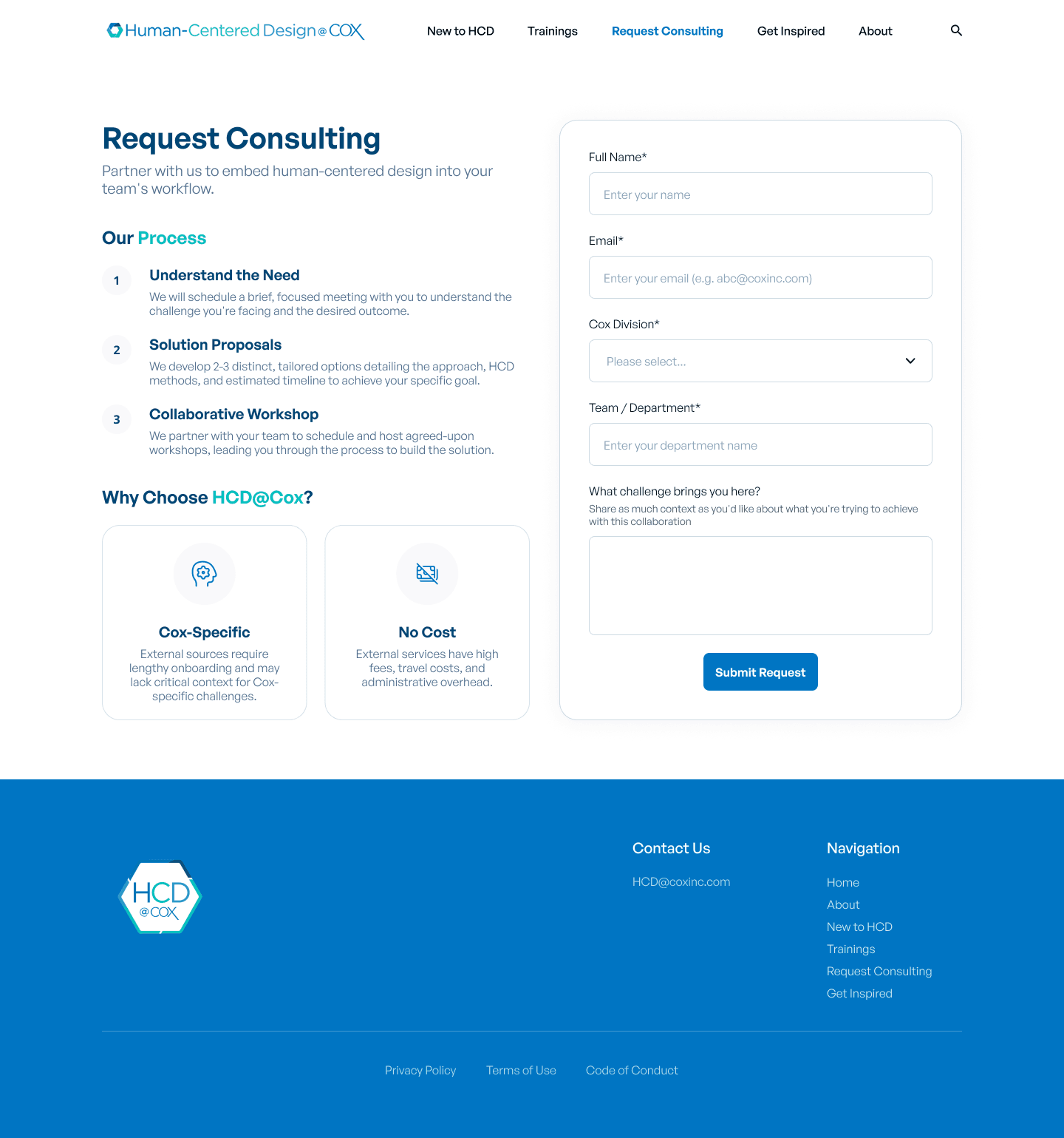 Request consulting page