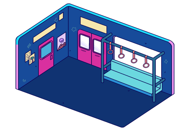 drawing of train car interior